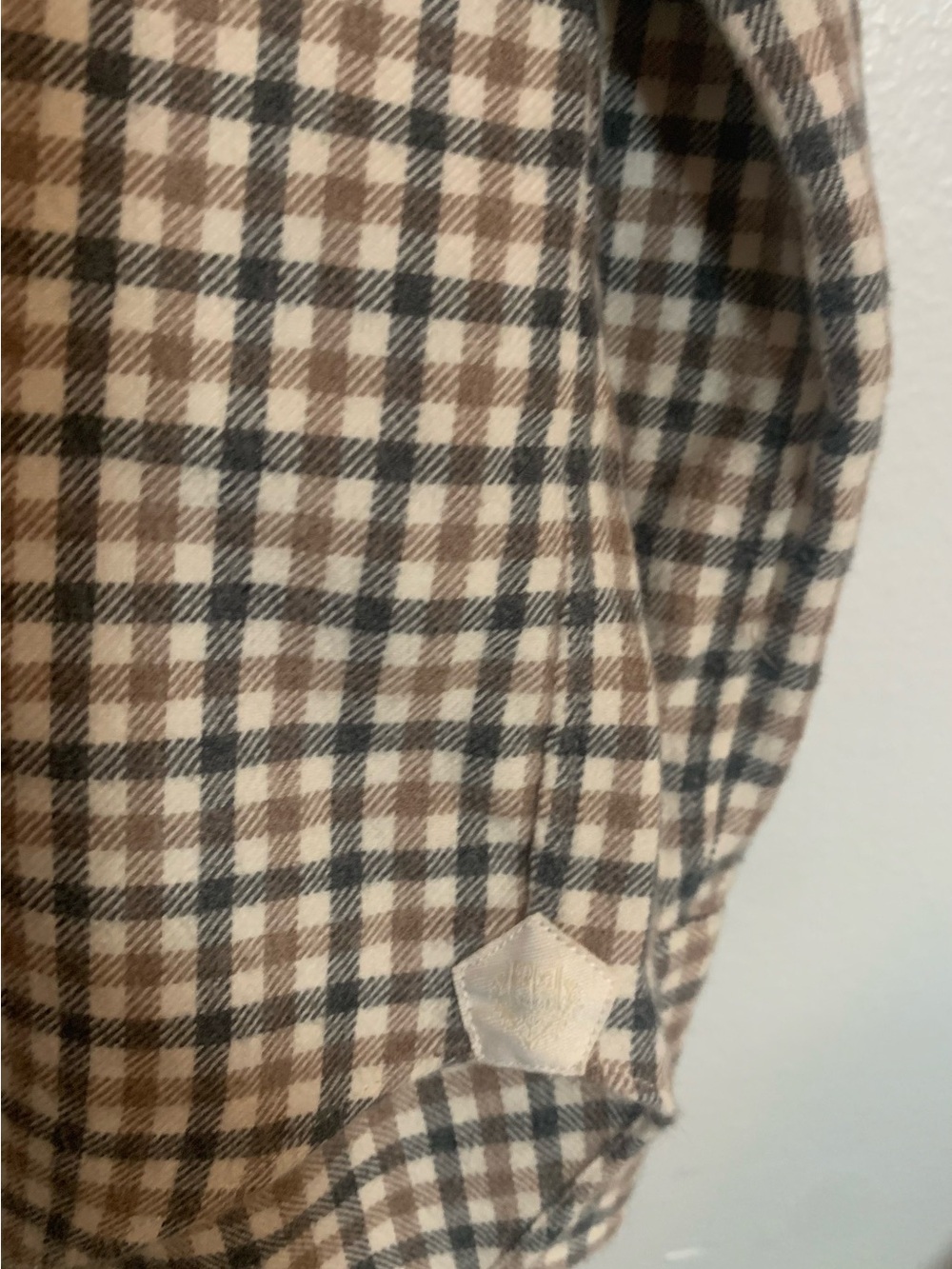 Loro Piana Brown and Cream Checked Button-Down Shirt Mens Size XL Logo Appliqué - Picture 4 of 8
